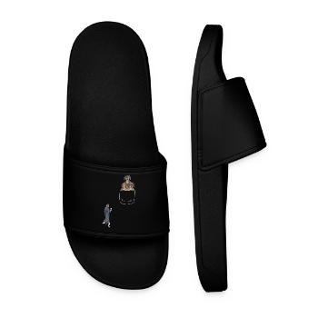 Dachshund Pocket Tee - Men’s Pool Sliders - black - Front
