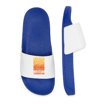 Electronics Technician Electrician Gifts - Men’s Pool Sliders - royal blue - Front