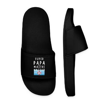 Père MNS Humour Super Papa Maitre Nageur Sauveteur - Claquettes Homme - noir - Devant