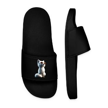 Renard arctique Renard des neiges Renard des glaces Renard blanc doux - Claquettes Homme - noir - Devant