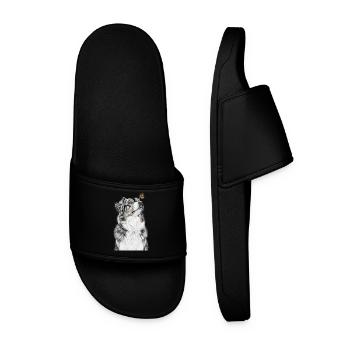 Aussie Looking Butterfly Australian Shepherd - Men’s Pool Sliders - black - Front