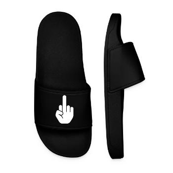 Middle finger - Men’s Pool Sliders - black - Front