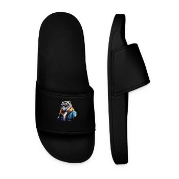 Léopard des neiges Street Style | Amoureux des léopards - Claquettes Homme - noir - Devant