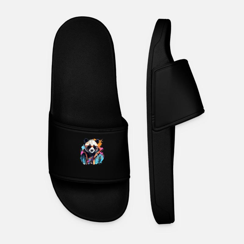 Rogue Panda. Graffiti-style design. - Men’s Pool Sliders - black
