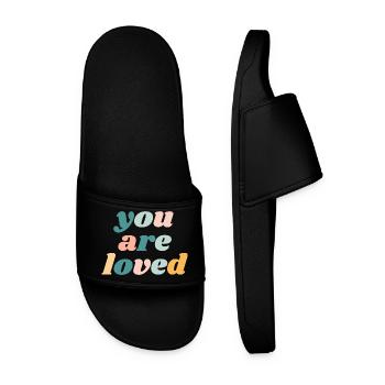 You Are Loved - Christian - Men’s Pool Sliders - black - Front