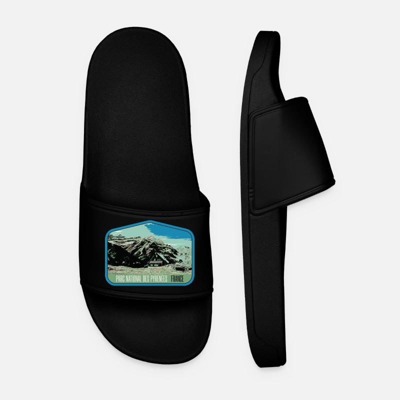 Pyrenees Landscape Escutcheon: Authentic Nature - Men’s Pool Sliders - black