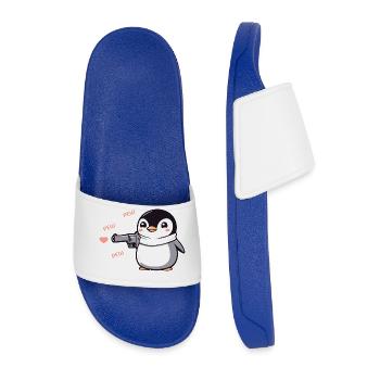 Pingouin avec des coeurs de pistolet Pew Pew Pew - Claquettes Homme - bleu roi - Devant