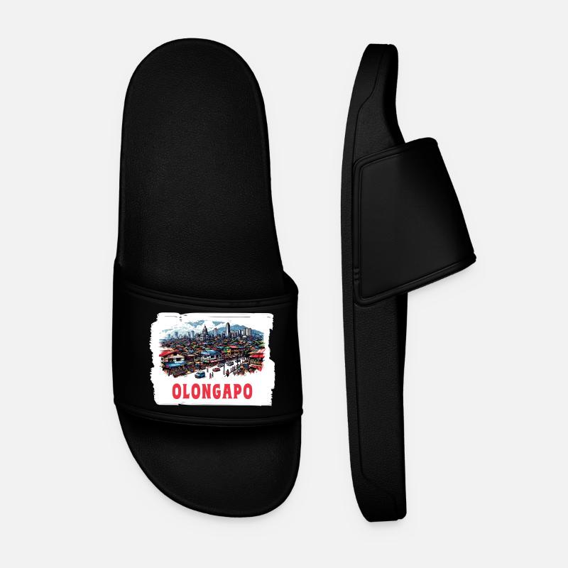Olongapo City Philippines Vacation Skyline - Men’s Pool Sliders - black