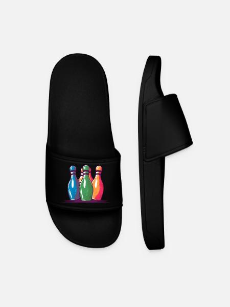 Bowling Pins Comic Style - Men’s Pool Sliders - black