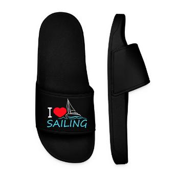 I Love Sailing Spruch Wellen Matrose Herz Liebe - Männer Badelatschen - Schwarz - Vorne