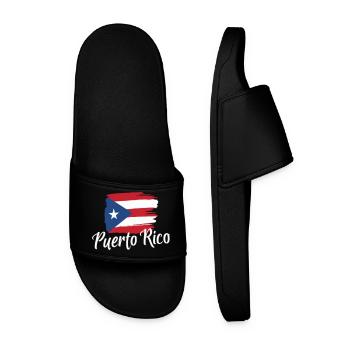 Puerto Rico Flag Brushstroke - Men’s Pool Sliders - black - Front