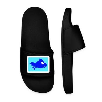 corbeau oiseau vole rapide drôle bande dessinée humour logo - Claquettes Homme - noir - Devant