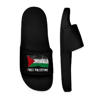 Free Palestine - Men’s Pool Sliders - black - Front