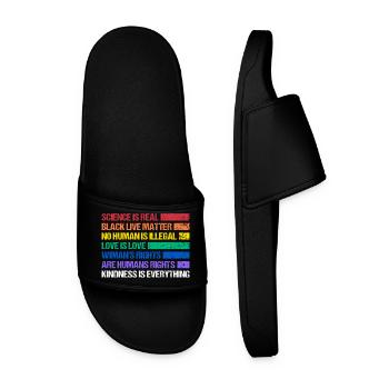 Rainbow Regenbogen Lesbe Pride LGBTQ - Männer Badelatschen - Schwarz - Vorne