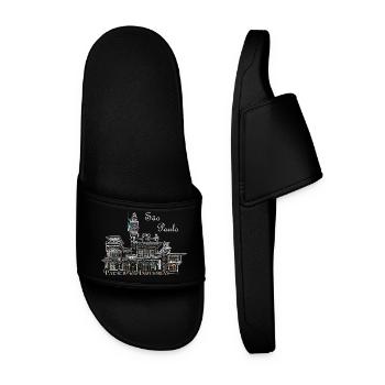 Sao Paulo Brazil Drawing of Industry - Men’s Pool Sliders - black - Front
