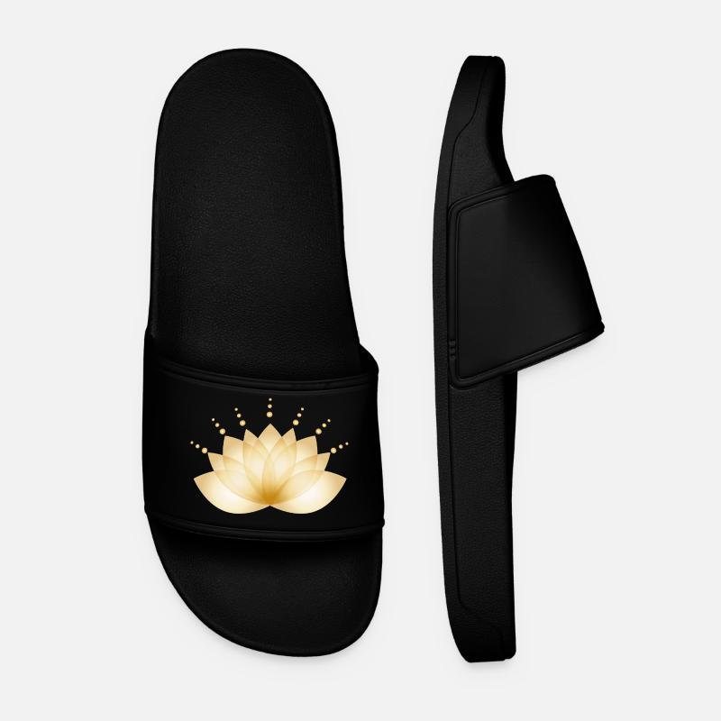 Golden blossom transparently stylized - Men’s Pool Sliders - black