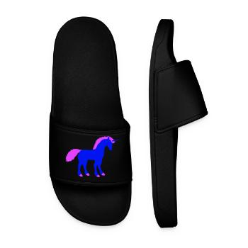 Einhorn Märchen Silhouette Umriss Schatten Pferd - Männer Badelatschen - Schwarz - Vorne