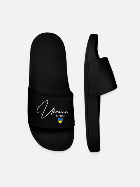 Ukraine, minimalist elegant design - Men’s Pool Sliders - black