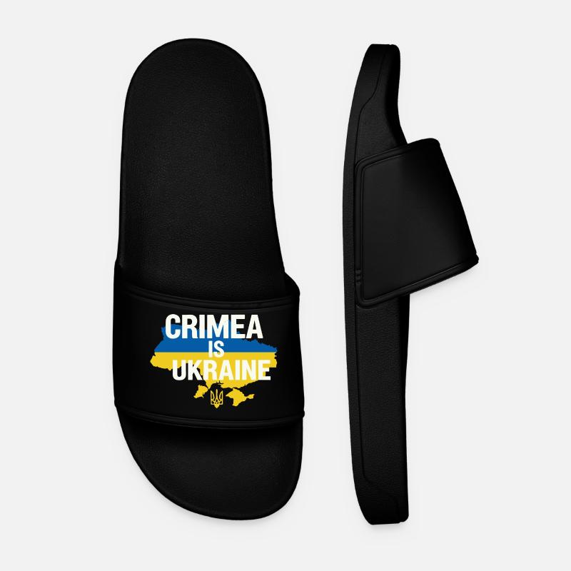Crimea Is Ukraine Banner - Men’s Pool Sliders - black