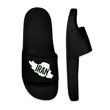 Iran Map Bold Typography - Men’s Pool Sliders - black - Front
