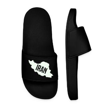 Iran Maps Typo - Men’s Pool Sliders - black - Front