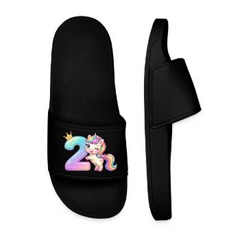 I'm 2 Kawaii Unicorn Girl Birthday - Men’s Pool Sliders - black - Front
