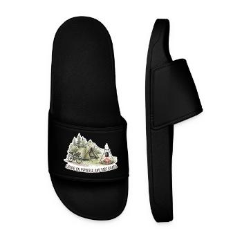 Living on Espresso & Dirt Roads - Men’s Pool Sliders - black - Front