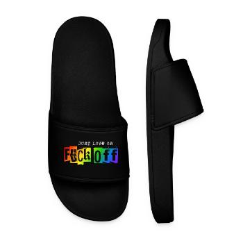 JUST LOVE or FUCK OFF - Men’s Pool Sliders - black - Front