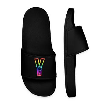 rainbow y - Men’s Pool Sliders - black - Front