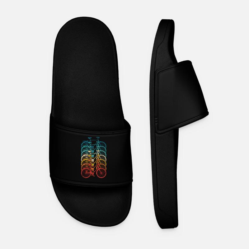 Rainbow Bike Stack Gradient - Men’s Pool Sliders - black