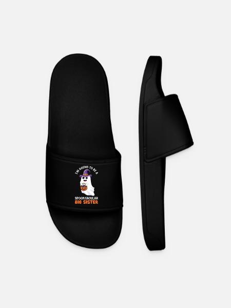 Halloween Ghost Pumpkin - Men’s Pool Sliders - black
