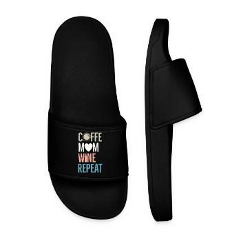 Coffee Mom Wine Repeat - Men’s Pool Sliders - black - Front