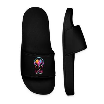 Love - Music Headphones - Men’s Pool Sliders - black - Front