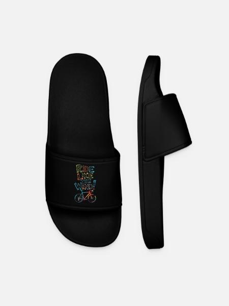 Ride Like the Wind Bicycle Design - Men’s Pool Sliders - black