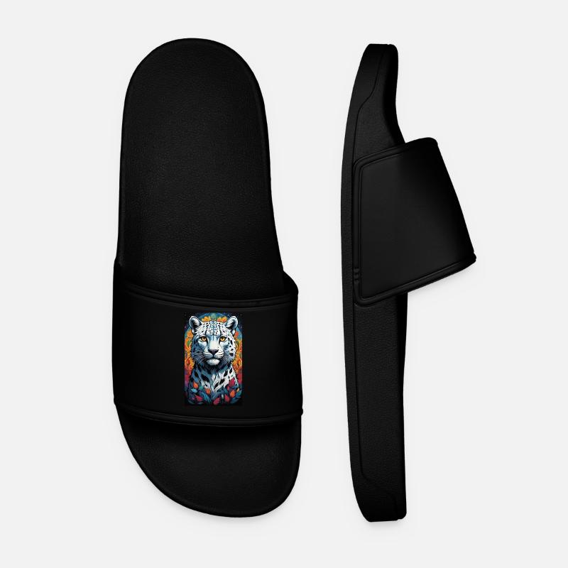 Snow Leopard | Leopard | Predator - Men’s Pool Sliders - black