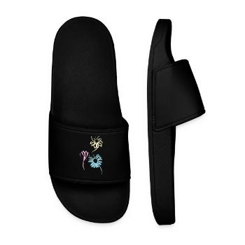 Colorful Flowers of Friendship - Men’s Pool Sliders - black - Front