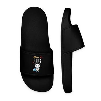 Little Brother Panda Superhero - Men’s Pool Sliders - black - Front