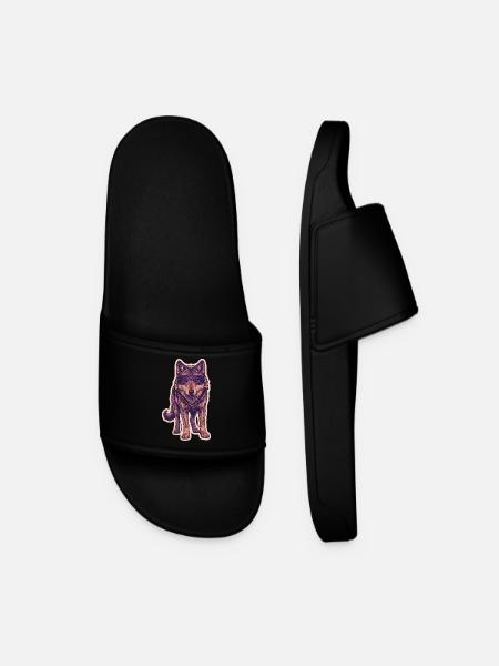 Wolf with sunglasses - Men’s Pool Sliders - black