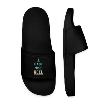 Anchor and Waves Cast Miss Reel - Men’s Pool Sliders - black - Front