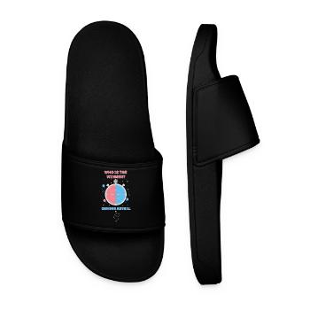 Gender Reveal Who Is The Winner Baby Shower - Men’s Pool Sliders - black - Front