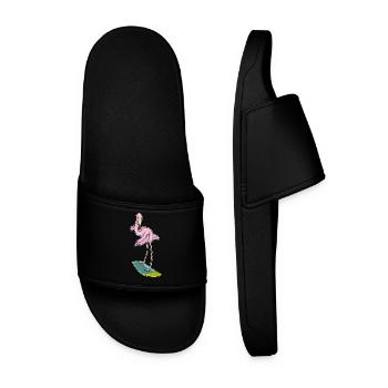 Été de surf sur planche de surf au flamant rose - Claquettes Homme - noir - Devant