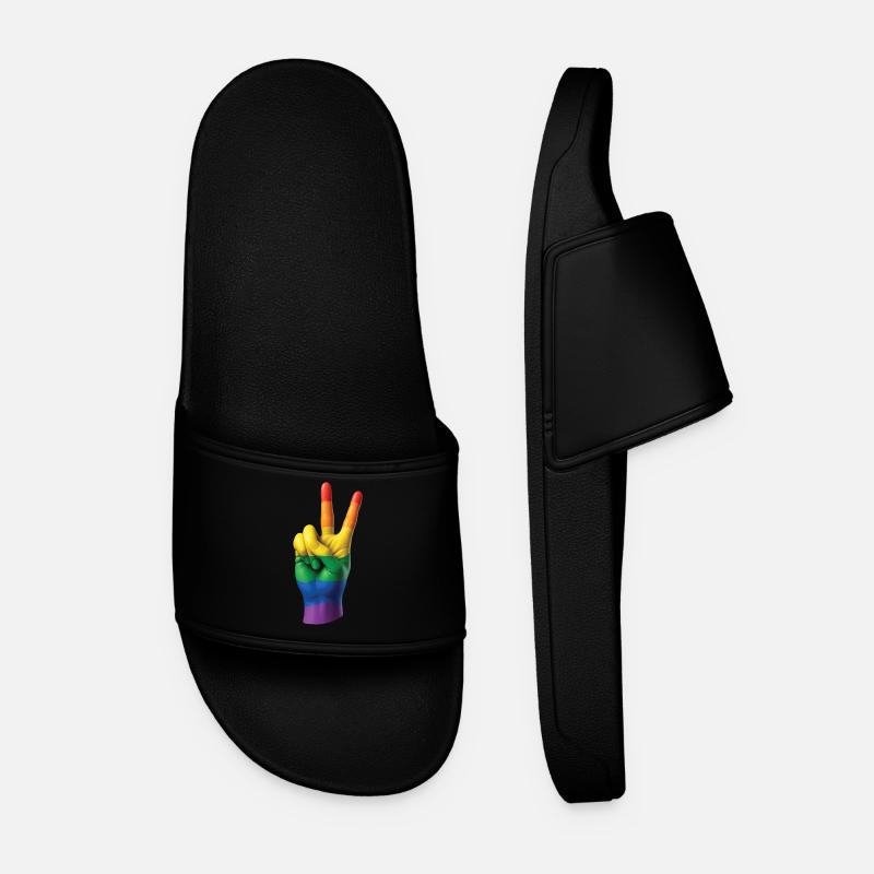 PRIDE PEACE HAND – Frieden & Liebe - Männer Badelatschen - Schwarz