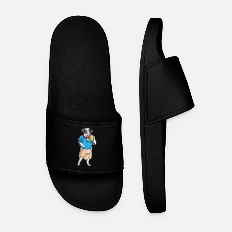 Cow Beer - Men’s Pool Sliders - black