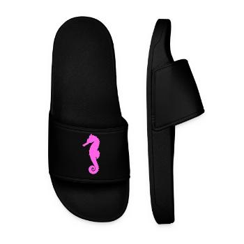 Seepferdchen pink - Männer Badelatschen - Schwarz - Vorne