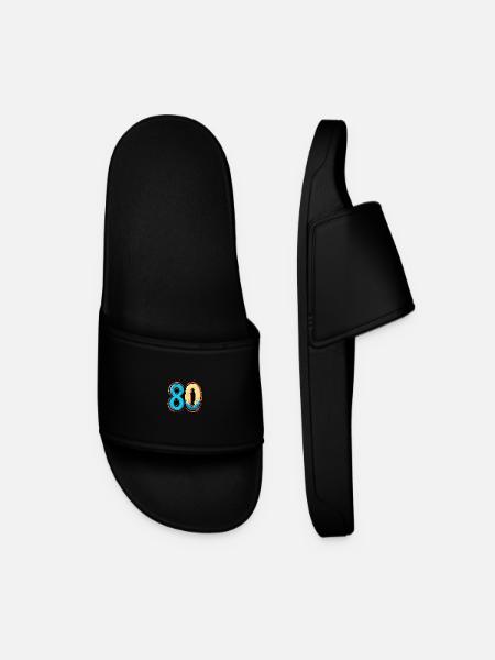80 Number Comic - Men’s Pool Sliders - black