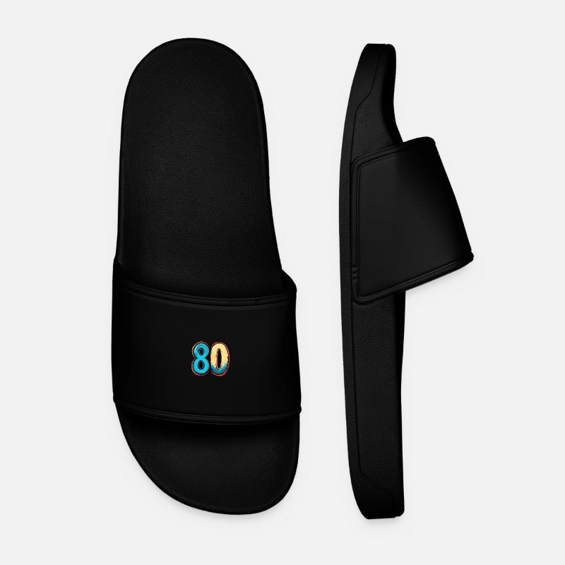 80 Number Comic - Men’s Pool Sliders - black
