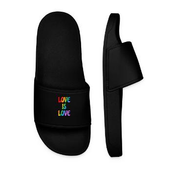 Love is Love Rainbow Flag Mois de la fierté LGBT - Claquettes Homme - noir - Devant