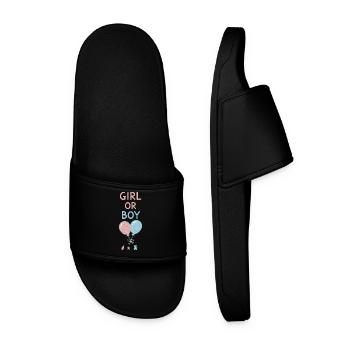 Gender Reveal Girl Or Boy Baby Shower Pregnancy - Men’s Pool Sliders - black - Front