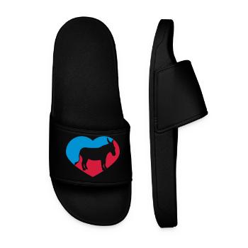 coeur j'aime amour âne cheval poney petit packelsel l - Claquettes Homme - noir - Devant