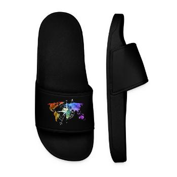 Carte du monde Boussole blanc - Claquettes Homme - noir - Devant